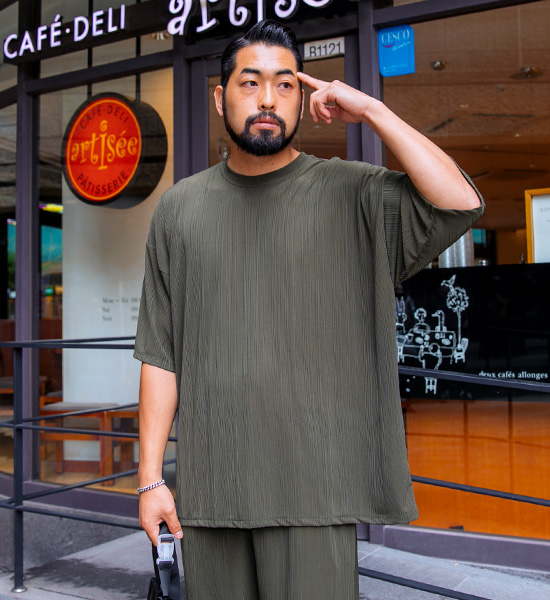 (L-5XL)<BR>베이드 百褶 短袖T恤