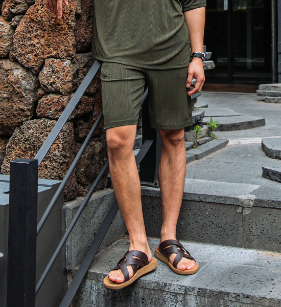 (L-5XL)<BR>리스터 百褶 松紧带短裤