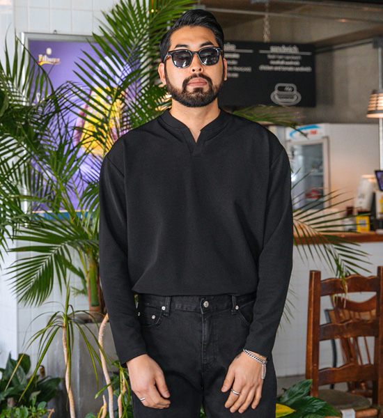 (L-6XL)<br>프리가이 亨利颈 长袖t恤