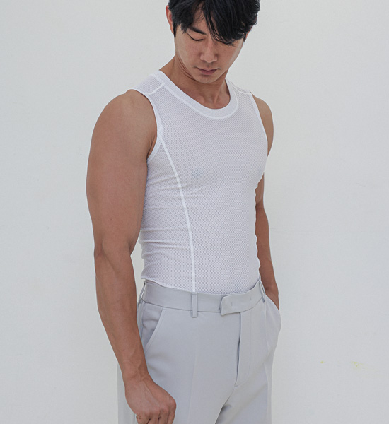 (L-5XL)<BR>마크타퍼 矫正无袖衬衫<br><font color="#fb5ec9"><B>[1+1]</B></font>
