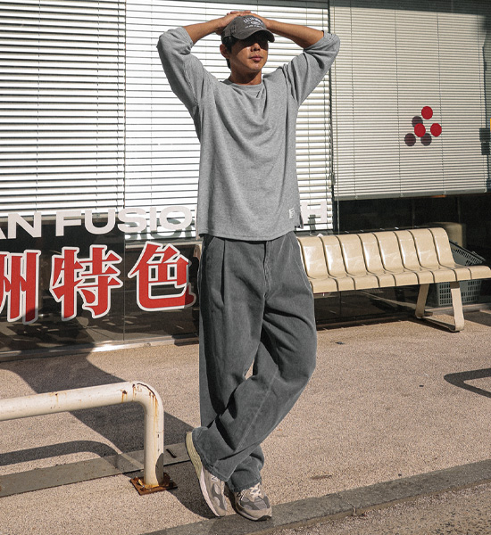 (L-5XL)<BR>나클로 华夫饼 长袖t恤<br><font color="#fb5ec9"><B>[1+1]</B></font>