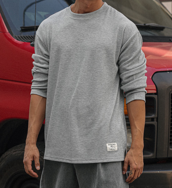 (L-5XL)<BR>나클로 华夫饼 长袖t恤<br><font color="#fb5ec9"><B>[1+1]</B></font>