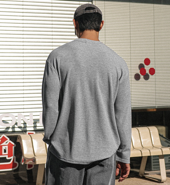 (L-5XL)<BR>나클로 华夫饼 长袖t恤<br><font color="#fb5ec9"><B>[1+1]</B></font>