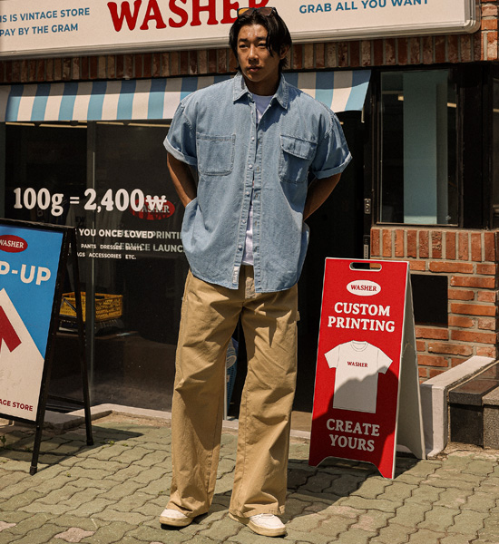 (XL-6XL)<BR>파드로나 牛仔短袖衬衫 515