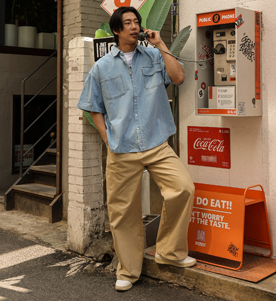 (XL-6XL)<BR>파드로나 牛仔短袖衬衫 515