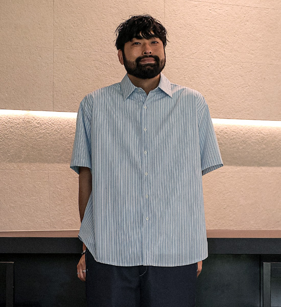 (XL-6XL)<BR>라파롬 条纹 短袖衬衫