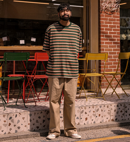 (XL-6XL)<br>모티키오 条纹 短袖T恤