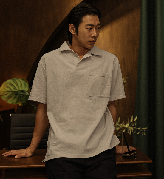 (L-5XL)<br>순간적인 亚麻开领衫