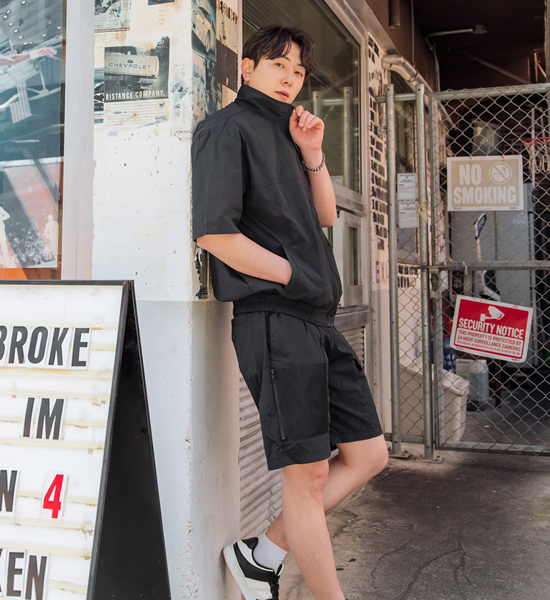 (L-6XL)<BR>클루이 短袖 拉链卫衣+애나스 松紧带 短裤