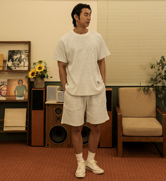 (XL-6XL)<br>바라우타 华夫短袖衬衫 SET002-T+크리초마 华夫带短裤 SET002-P