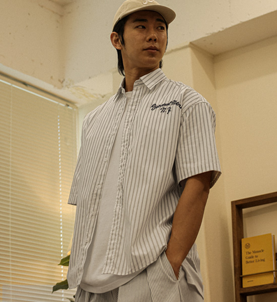 모하치 条纹 短袖衬衫