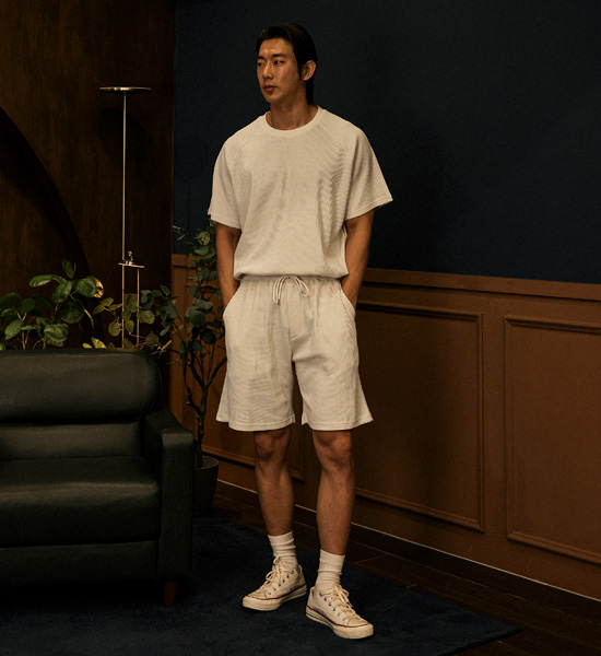 (XL-6XL)<br>크리초마 华夫带短裤 SET002-P