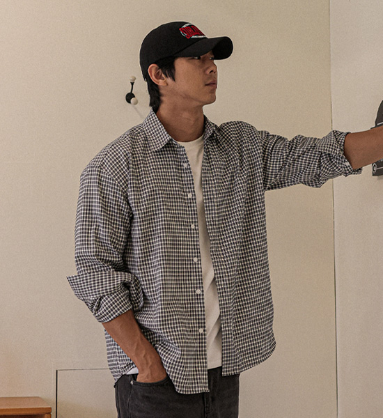 (L-5XL)<BR>해티드 格子衬衫