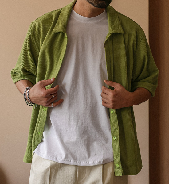 (L-5XL)<BR>노우라카 针织衫 短袖衬衫
