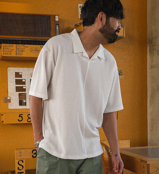 (L-4XL)<BR>머크버라 开领 短袖T恤