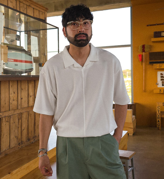 (L-4XL)<BR>머크버라 开领 短袖T恤