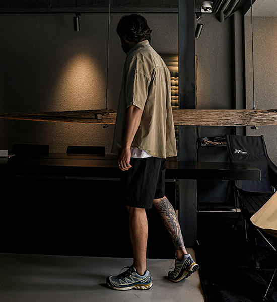 (L-5XL)<BR>노커드 颜料 短袖衬衫