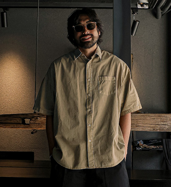 (L-5XL)<BR>노커드 颜料 短袖衬衫