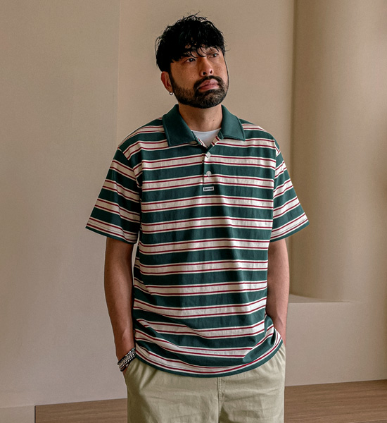 (L-5XL)<BR>퍼디타 条纹 短袖领衬衫