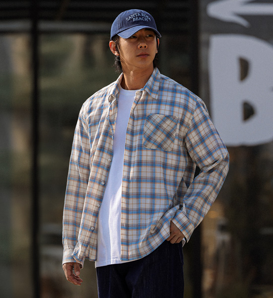 (L-5XL)<br>라드머노 格子衬衫 N014