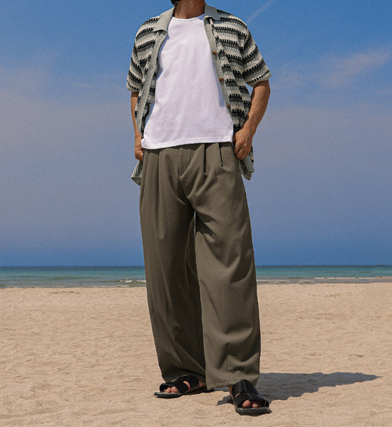 (M-5XL)<BR>다우드나 半宽配合 后松紧带 宽松长裤 S114