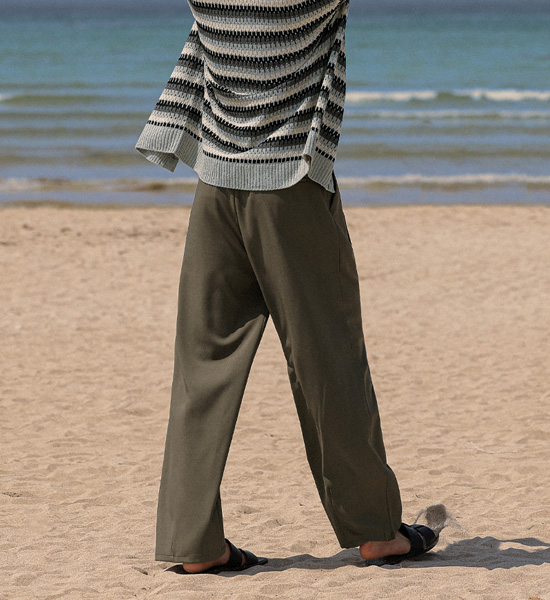 (M-5XL)<BR>다우드나 半宽配合 后松紧带 宽松长裤 S114