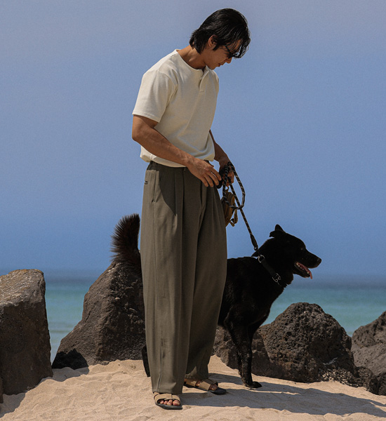 (M-5XL)<BR>다우드나 半宽配合 后松紧带 宽松长裤 S114