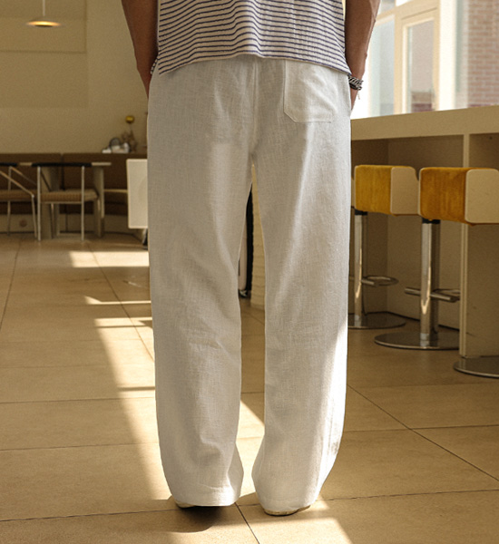 (L-5XL)<br>파라바드 半宽配合 亚麻绑带裤 D585