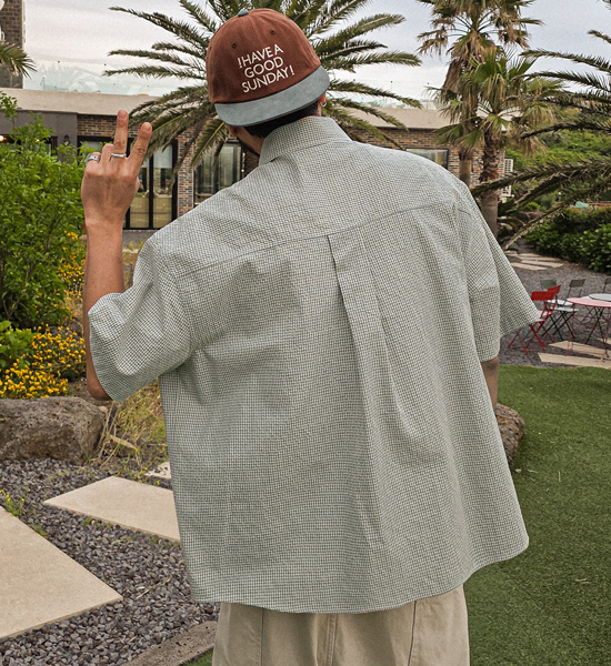 (XL-6XL)<br>하르마크 格子短袖衬衫 N013
