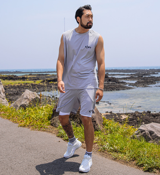 (M-6XL)<BR>크루엘라 网 背心+에어워킹 网 松紧带短裤<br><font color="#072c81"><B>[ W.DNA ]</B></font>