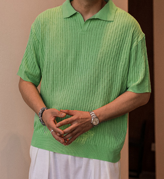 (L-5XL)<BR>마가니 开领 短袖针织品