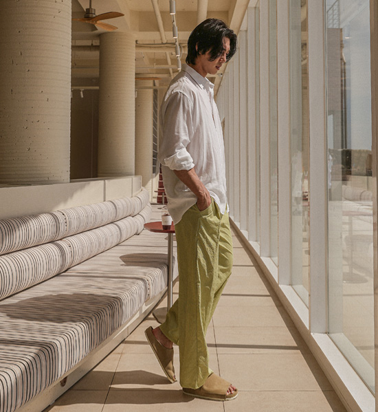 (L-5XL)<br>피아자노 亚麻衬衫 N006