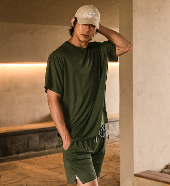 (M-6XL)<BR>폼페이 网眼短袖连体衣+해링턴 网 松紧带短裤<br><font color="#072c81"><B>[ W.DNA ]</B></font>