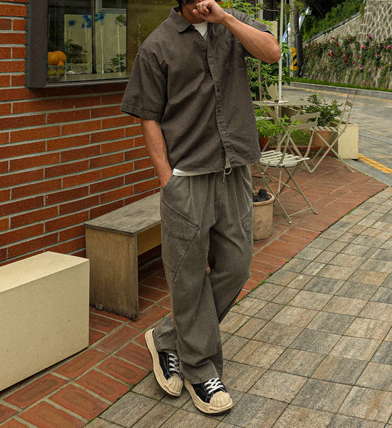 (XL-6XL)<br>카미얀 半宽配合 货物松紧带裤 8063
