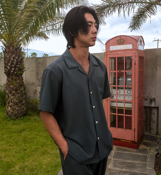 (XL-6XL)<BR>피온키 开领 短袖衬衫 SET003-N+미슈키 半宽配合 뒷밴딩팬츠 SET003-P