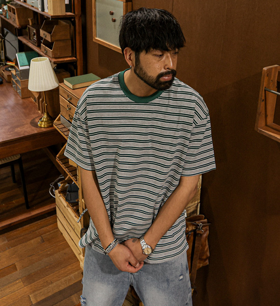 (XL-6XL)<br>브자니카 条纹 短袖T恤 1677