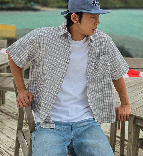 (XL-6XL)<BR>스비트 格子短袖衬衫 N010