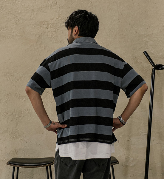 알파타르 条纹 短袖领衬衫