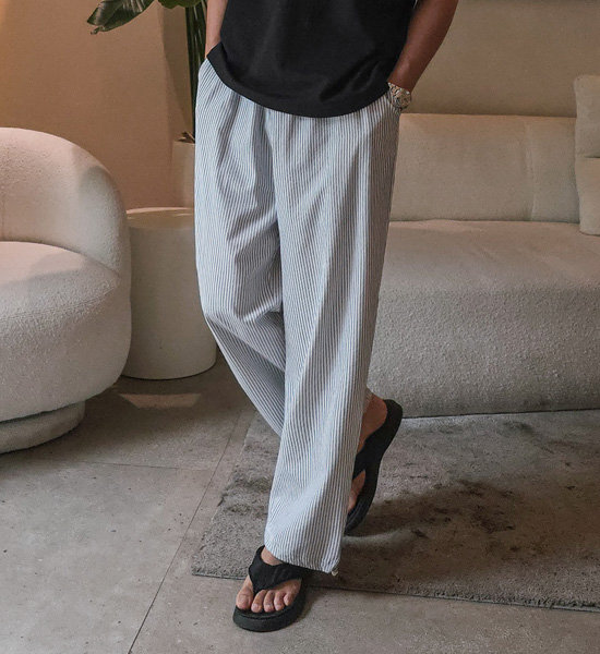 (XL-5XL)<BR>루페츠 半宽配合 条纹 松紧带裤