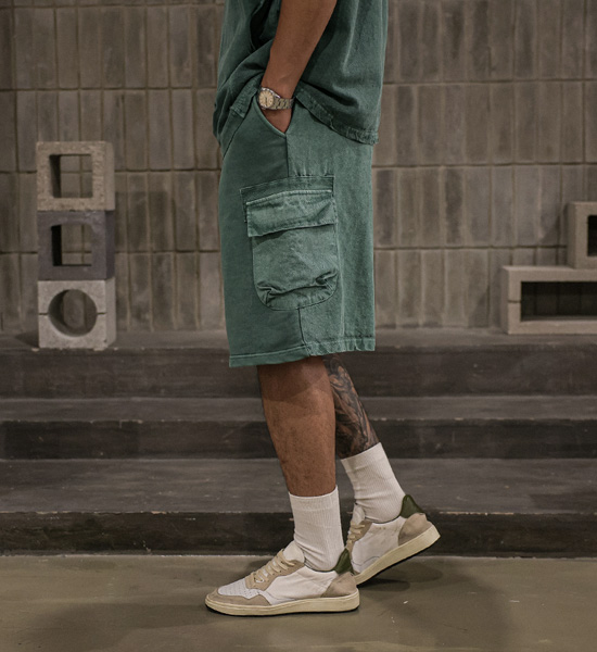 (XL-6XL)<BR>킹가로이 颜料 短袖T恤+비스트로 颜料 货物绑带短裤