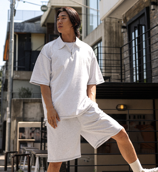 (L-5XL)<br>오이티 카라반팔티+마르틴키 松紧带短裤