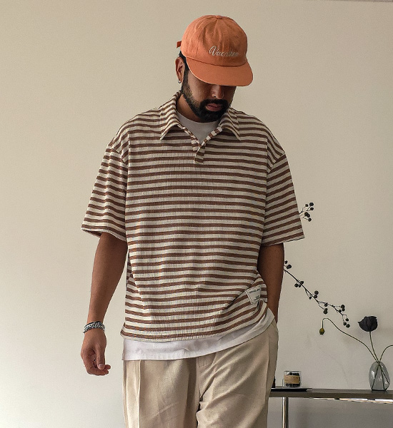 (XL-4XL)<br>쿠스토바 条纹 短袖领衬衫