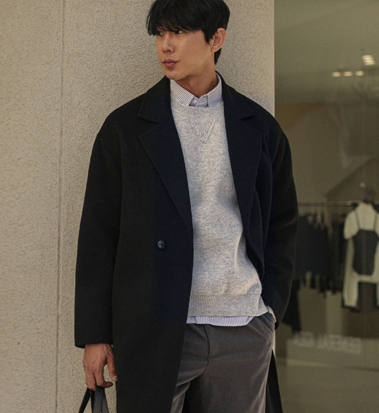 (L-6XL)<BR>유시타 手工制作 더블羊毛코트(羊毛100%) 9099