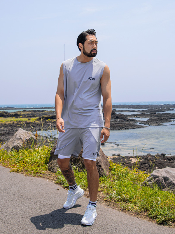 (M-6XL)<BR>크루엘라 网 背心+에어워킹 网 松紧带短裤<br><font color="#072c81"><B>[ W.DNA ]</B></font>