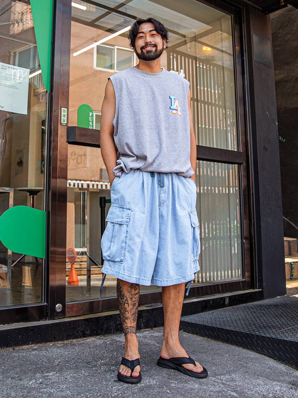 (XL-6XL)<BR>굴프 牛仔货物 松紧带短裤