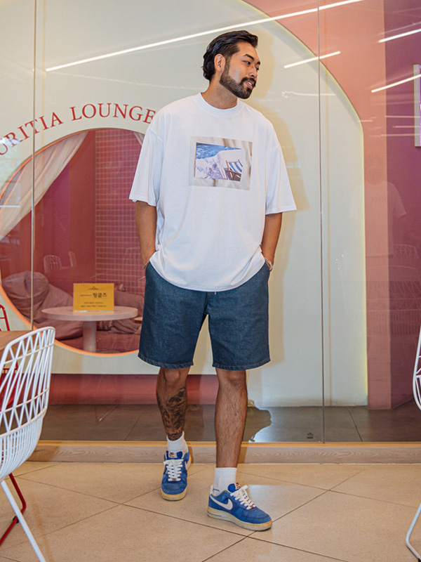 (L-5XL)<BR>마르단 未褪色 생지데님밴딩반바지