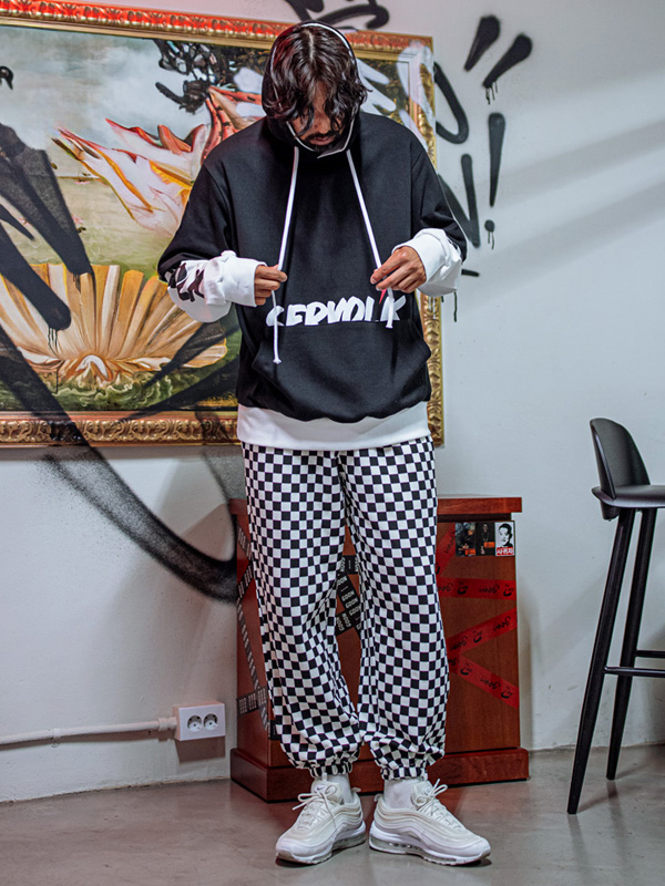 (XL-4XL)<br>레트버 配色 带帽T恤