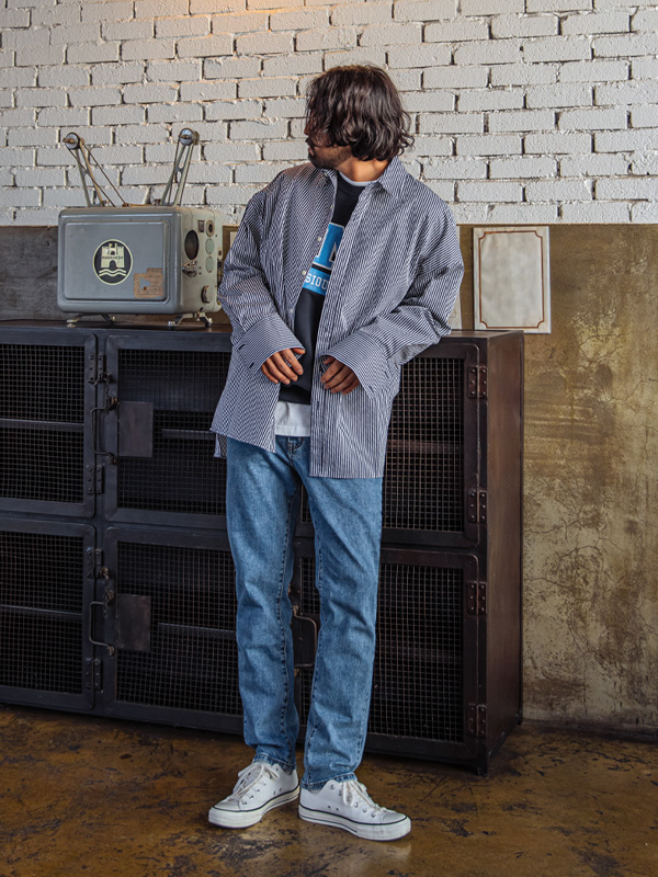 (L~5XL)<br>열광하다 条纹 衬衫