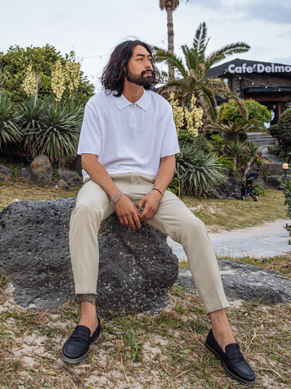 <br><font color="#fd0303">[365SALE]</font><br><font color="#2046a7">★교환/반품불가★</font><br>OBT_SSSG:쿰프 亚麻 半拉链 短袖领针织品