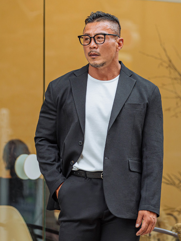 (M-6XL)<BR>스무트 정장자켓+드릭스 宽松长裤